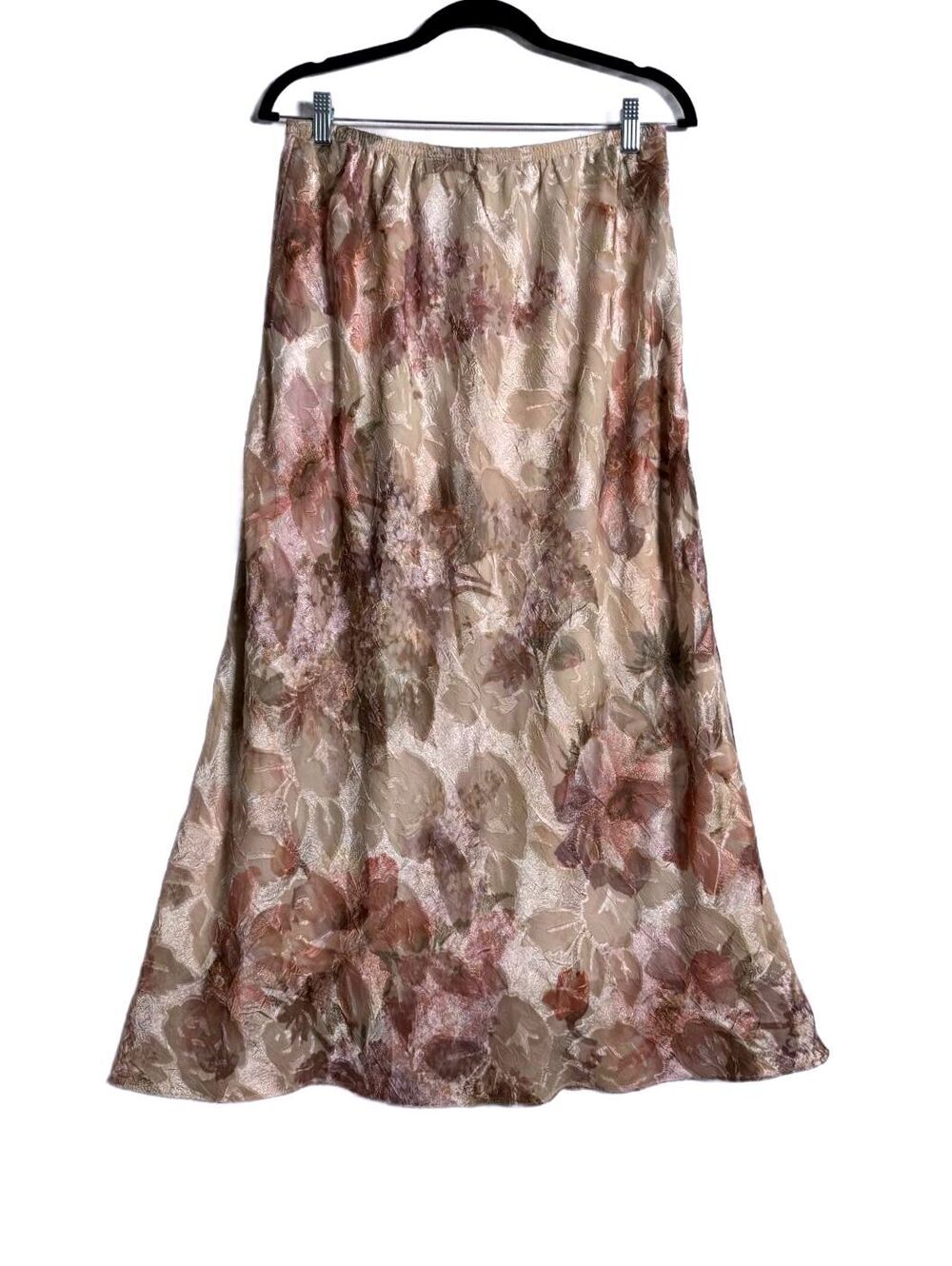 Beautiful Vintage Floral Jacquard Romantic Sheer Midi Skirt